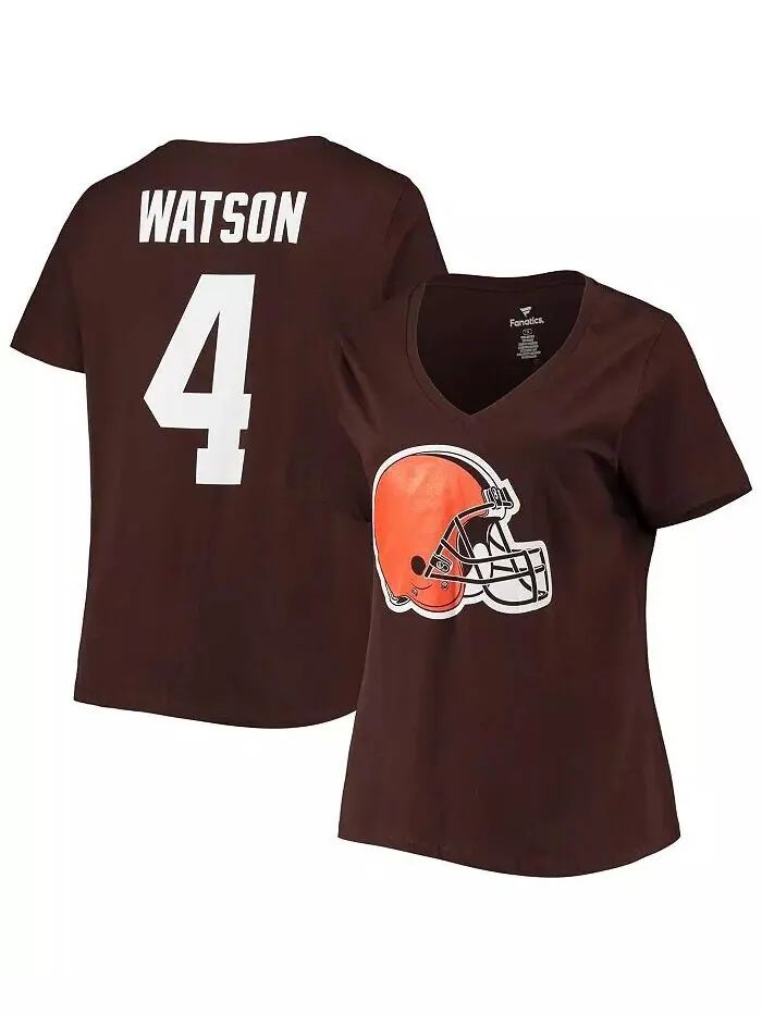 Женская футболка больших размеров с именем и номером игрока Deshaun Watson Brown Cleveland Browns с — изображение 1 из 2