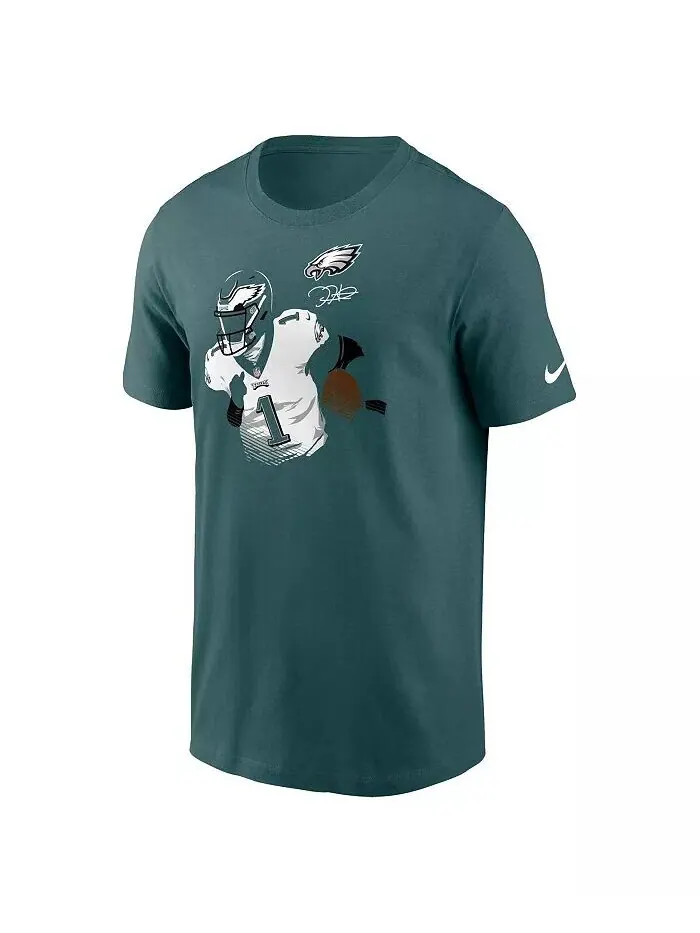 Мужская футболка Jalen Hurts Midnight Green с графическим принтом игрока Philadelphia Eagles Nike — изображение 3 из 3