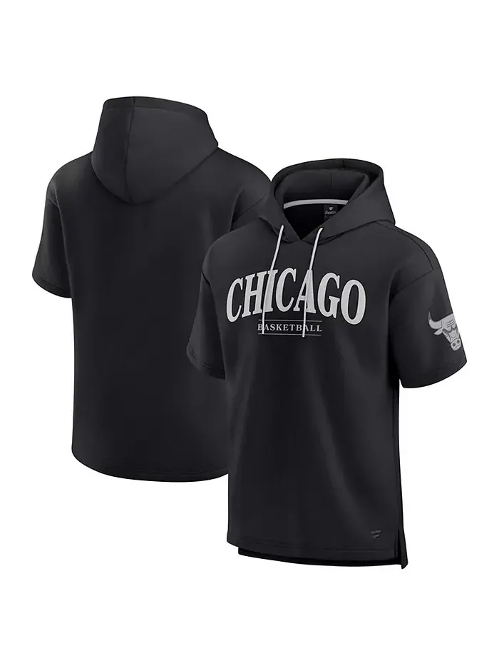Мужская черная толстовка с капюшоном Chicago Bulls Elements Ready с короткими рукавами Fanatics — изображение 1 из 3