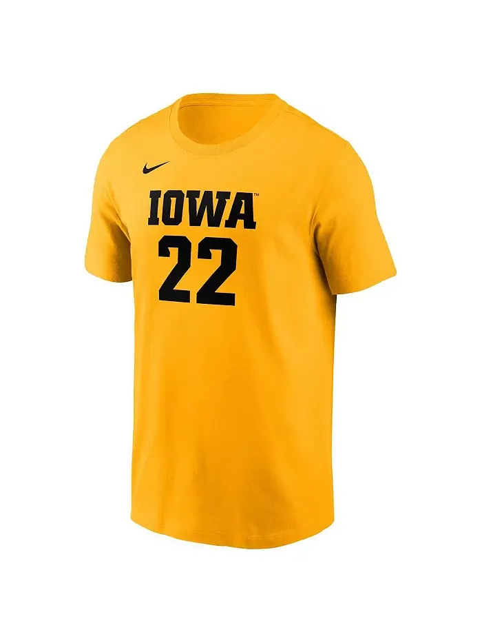 Мужская и женская футболка с именем и номером Caitlin Clark Gold Iowa Hawkeyes ушедшего игрока Nike — изображение 3 из 3