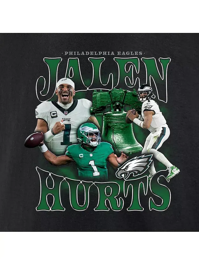 Мужская футболка с графическим принтом Jalen Hurts Philadelphia Eagles "Notorious Player" черного — изображение 4 из 4