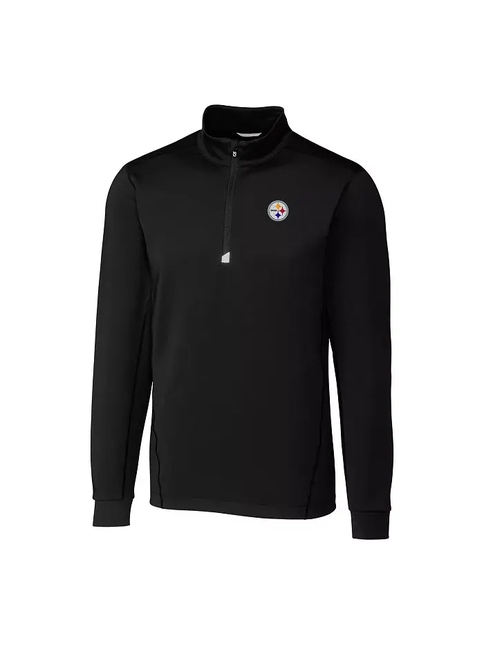 Мужская черная толстовка с полузастежкой Pittsburgh Steelers Big Tall Traverse Cutter & Buck — изображение 1 из 1