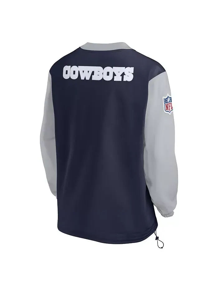 Толстовка Men's Navy Dallas Cowboys 2023 Sideline V-Neck Pullover Windshirt Nike — изображение 2 из 3