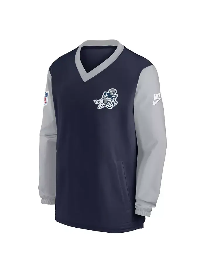 Толстовка Men's Navy Dallas Cowboys 2023 Sideline V-Neck Pullover Windshirt Nike — изображение 3 из 3
