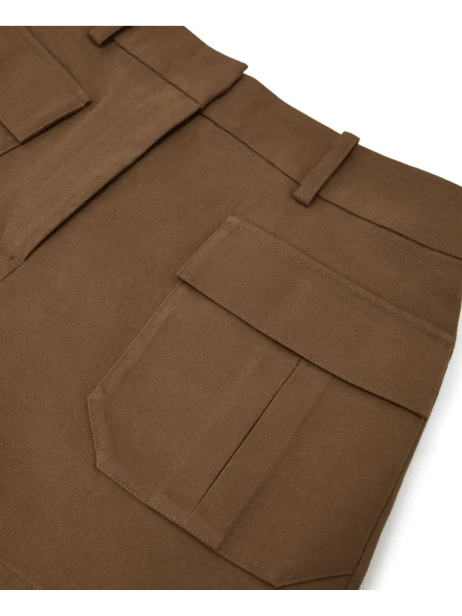 Шорты из хлопкового твила с защипами REISS, Taupe Neutral — изображение 3 из 5