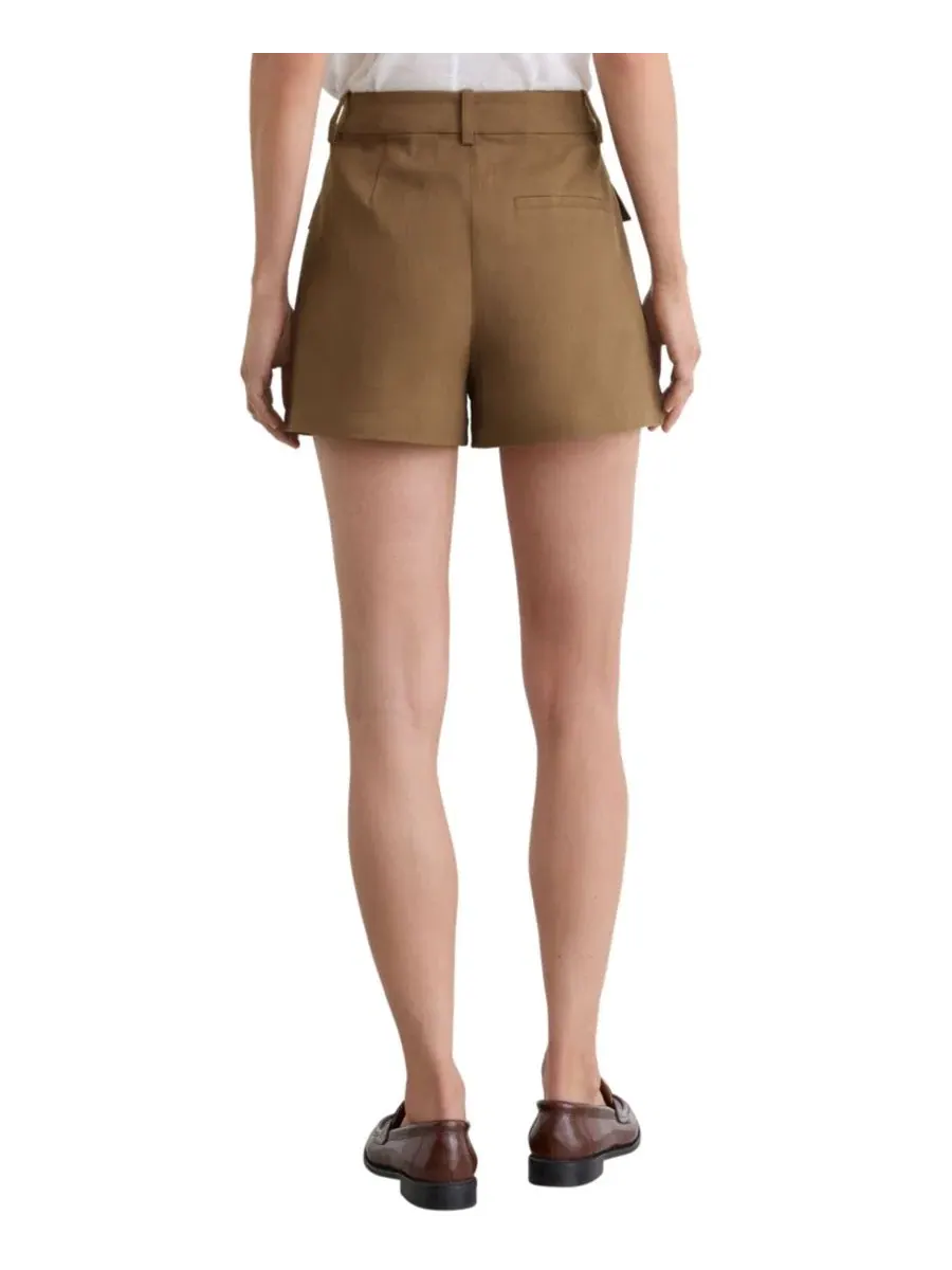 Шорты из хлопкового твила с защипами REISS, Taupe Neutral — изображение 5 из 5