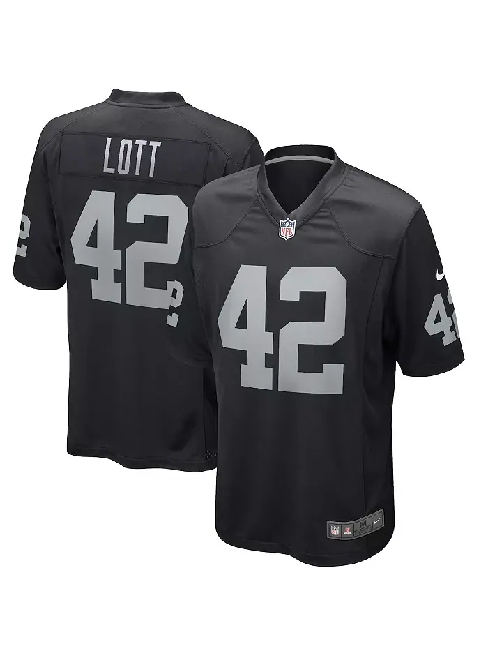 Мужская футболка Ronnie Lott Black Las Vegas Raiders Game Retired Player Jersey Nike — изображение 1 из 2