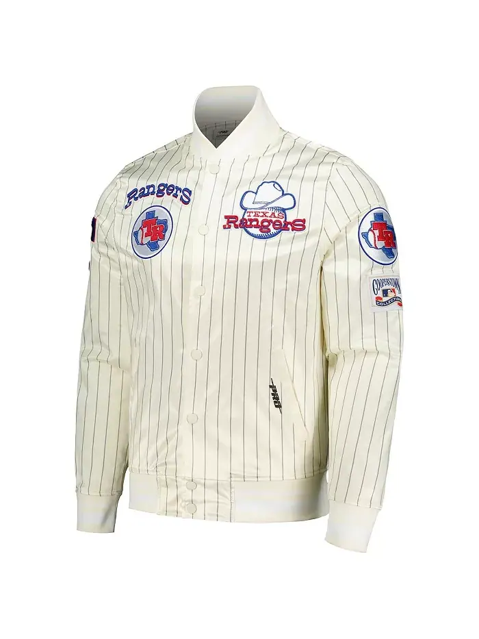 Мужская кремовая бейсбольная куртка Texas Rangers Cooperstown Collection в ретро-стиле с полосками — изображение 2 из 3