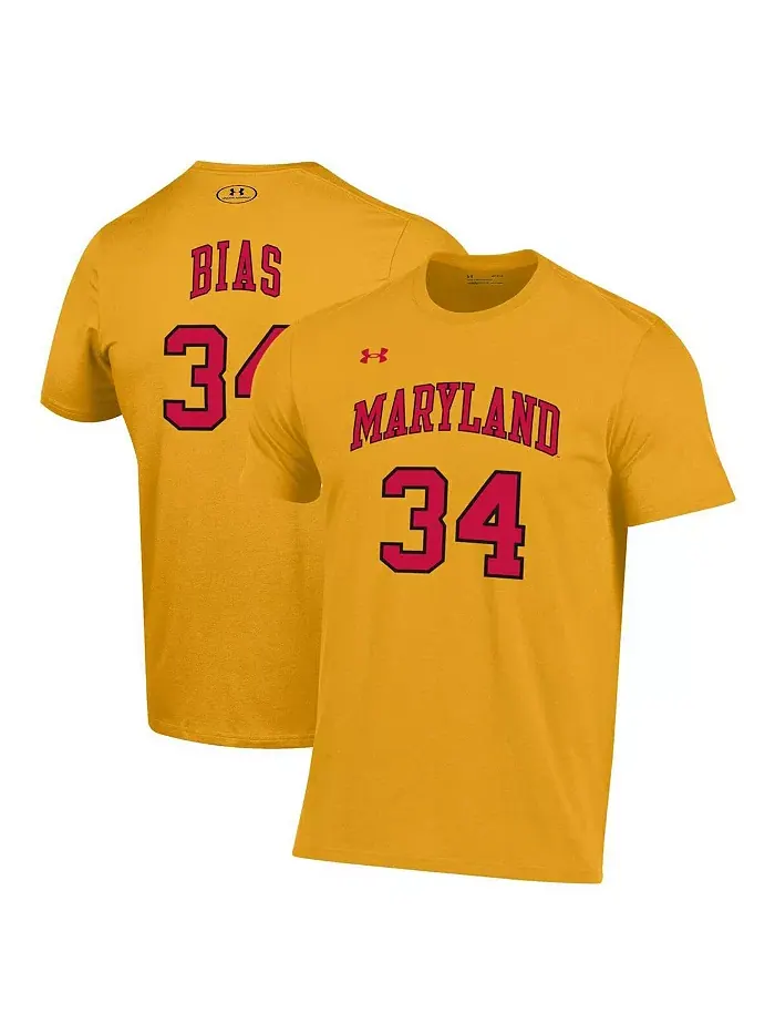 Мужская футболка Maryland Terrapins Len Bias Performance золотистого цвета Under Armour — изображение 1 из 1