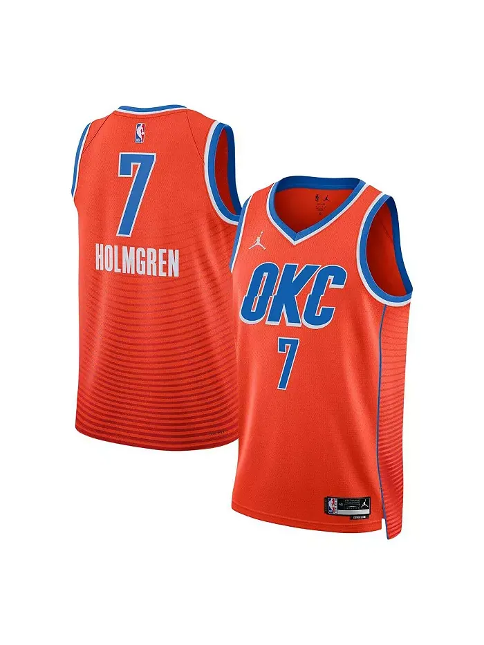 Мужская и женская баскетбольная майка Oklahoma City Thunder Chet Holmgren в оранжевом цвете