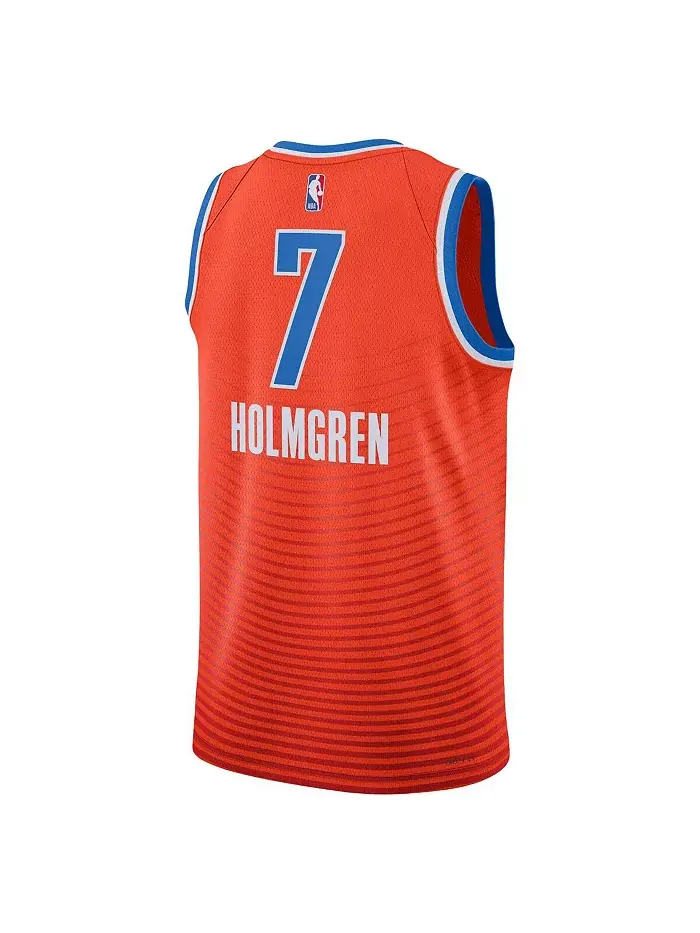 Мужская и женская баскетбольная майка Oklahoma City Thunder Chet Holmgren в оранжевом цвете — изображение 3 из 3