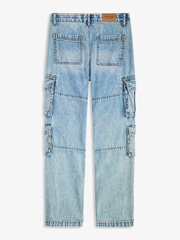 Мешковатые джинсовые брюки-карго для мальчиков abercrombie kids — изображение 3 из 4