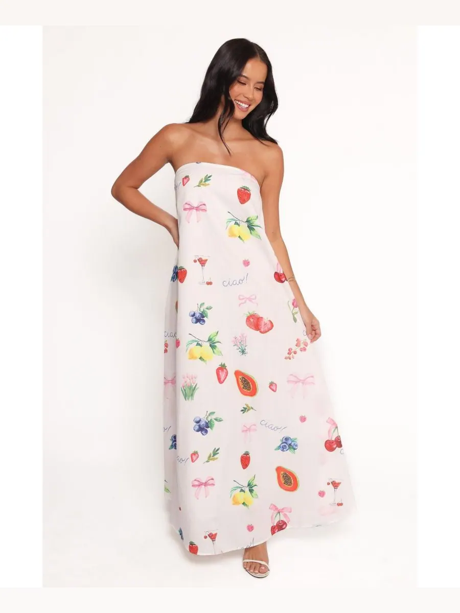 Женское длинное платье Soph без бретелей Petal and Pup, Ciao bow print