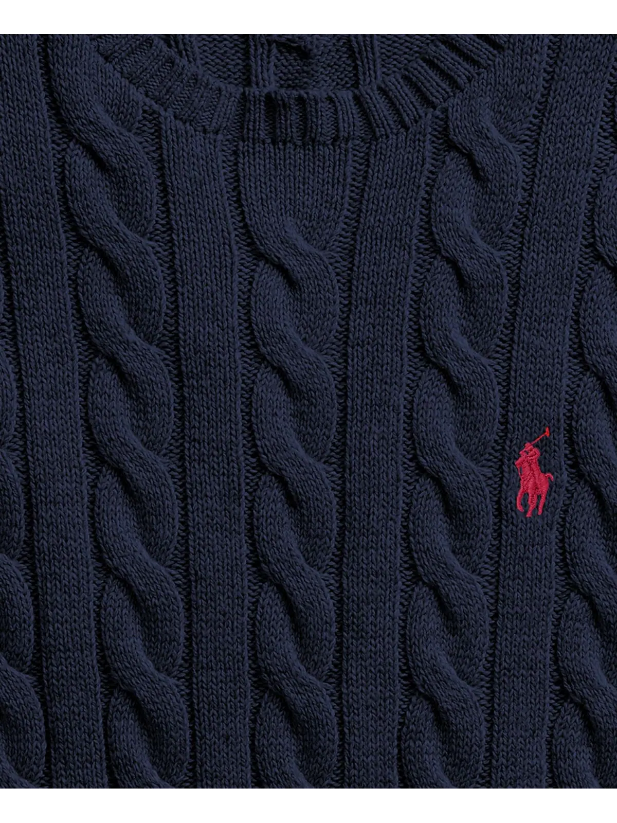 Мужской хлопковый свитер косой вязки Polo Ralph Lauren — изображение 6 из 7, темно-синий