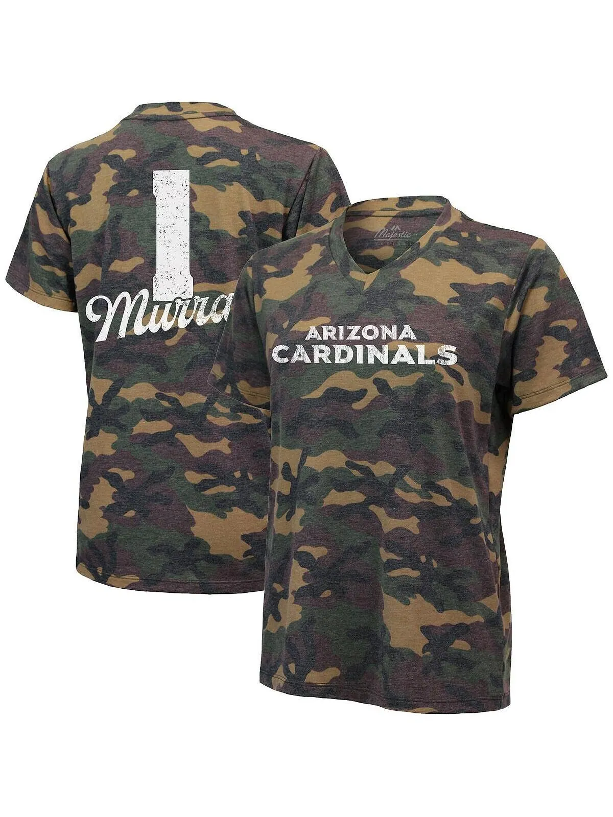 Женская футболка Kyler Murray Camo Arizona Cardinals с именем и номером Tri-Blend с v-образным — мульти