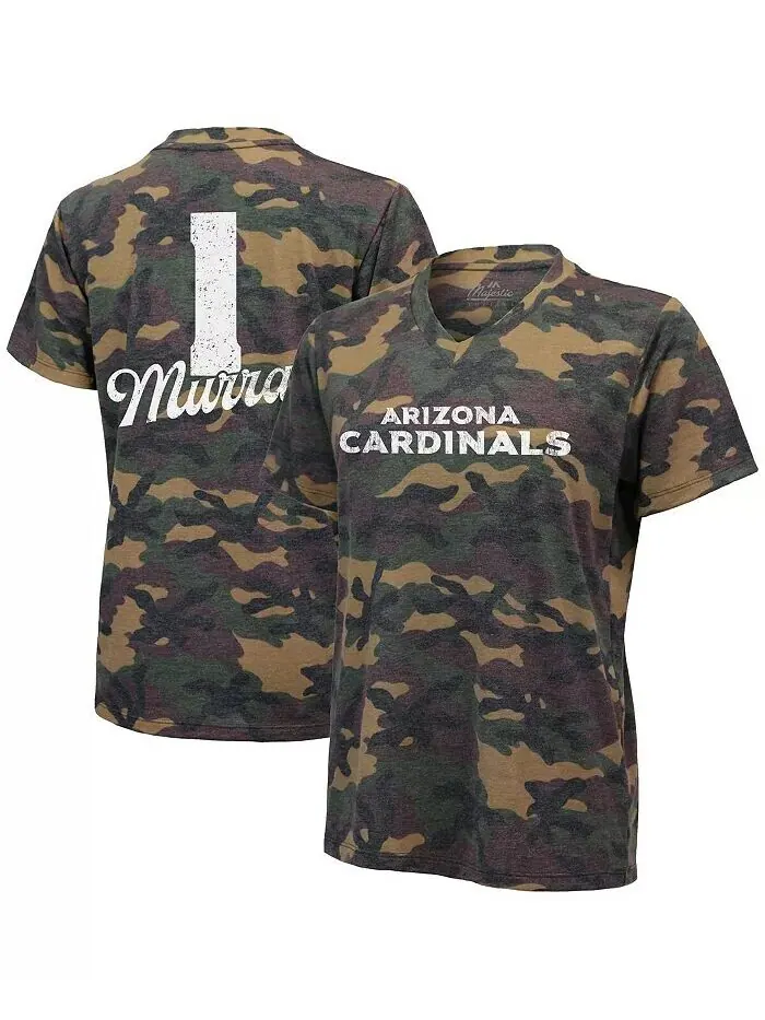 Женская футболка Kyler Murray Camo Arizona Cardinals с именем и номером Tri-Blend с v-образным — без цвета