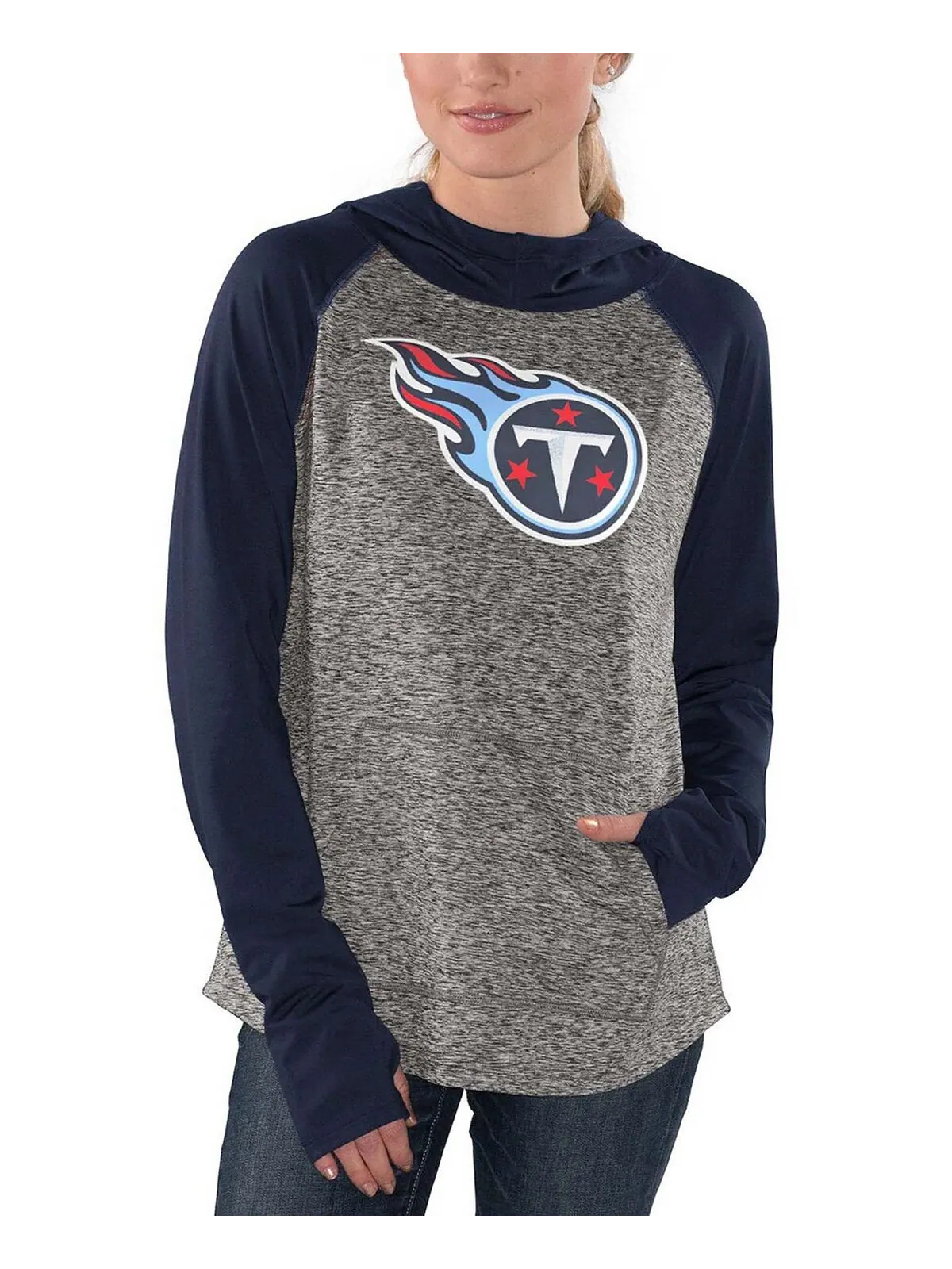 Женский пуловер с капюшоном серо-темно-синего цвета с принтом Tennessee Titans Championship Ring — изображение 3 из 4