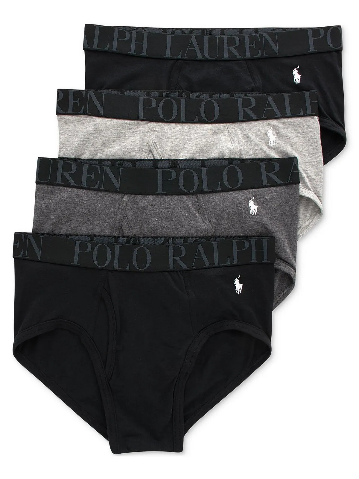 Комплект трусов Polo Ralph Lauren Classic Stretch, 4 предмета — изображение 1 из 4, черный/серый