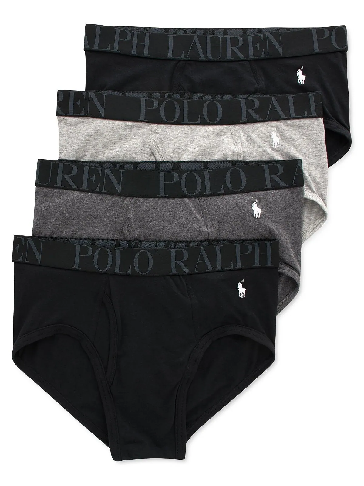 Комплект трусов Polo Ralph Lauren Classic Stretch, 4 предмета — изображение 2 из 4, черный/серый