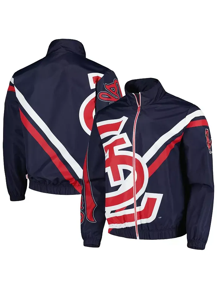 Мужская синяя толстовка St. Louis Cardinals Exploded Logo с молнией Mitchell & Ness