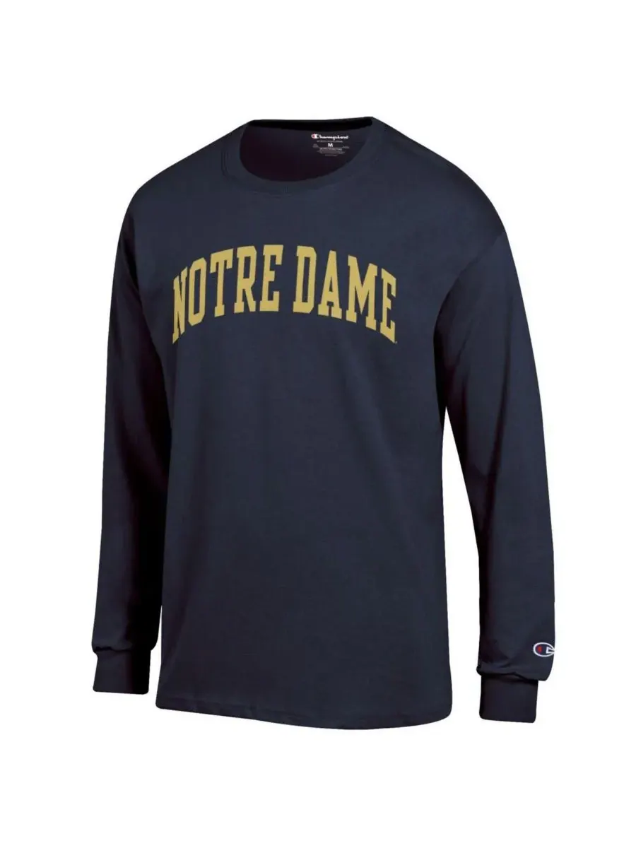 Champion Мужская темно-синяя базовая футболка с длинным рукавом Notre Dame Fighting Irish Basic Arch — изображение 3 из 3