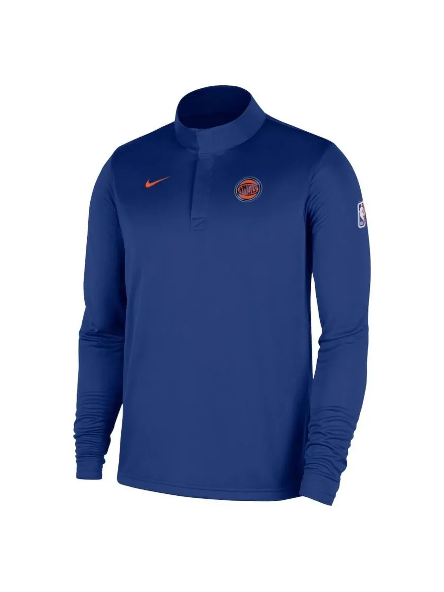 Nike Мужская синяя куртка-пуловер с застежкой-молнией на четверть длины, с символикой New York — изображение 2 из 4, синий