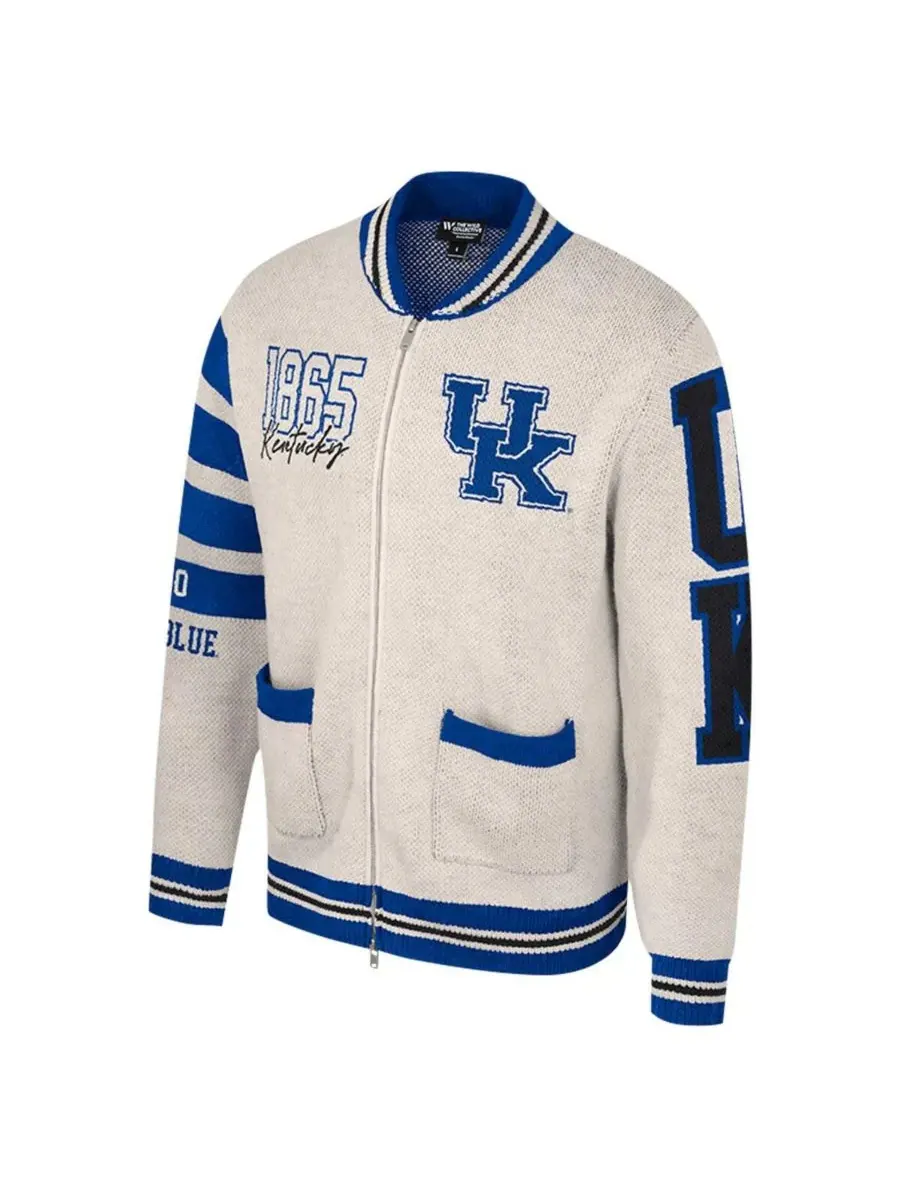 Colosseum Женский кремовый жаккардовый свитер на молнии с символикой команды Kentucky Wildcats — изображение 2 из 3, бежевый