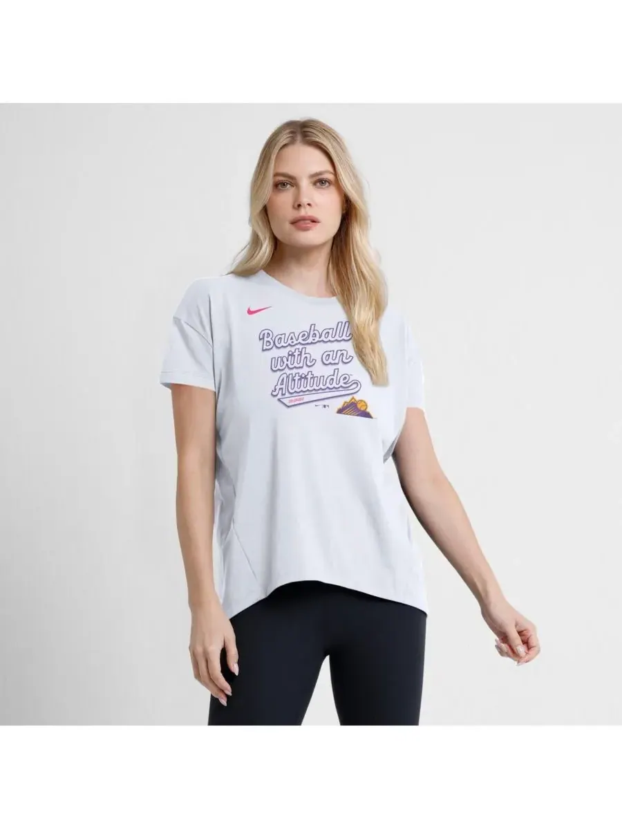 Nike Женская белая футболка Colorado Rockies 2025 City Connect Flowy Fashion Tri-Blend Performance — изображение 3 из 4
