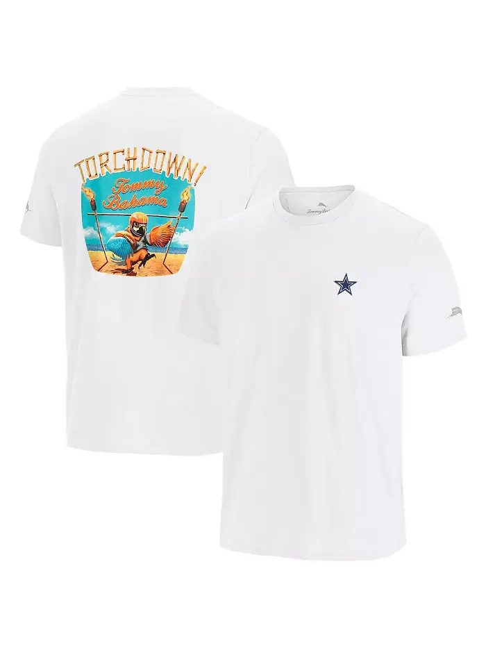 Мужская белая футболка с принтом Dallas Cowboys Sport Torchdown Tommy Bahama — изображение 1 из 3