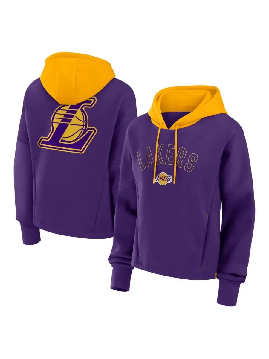 Fanatics Женская фиолетовая толстовка с капюшоном Los Angeles Lakers Post Up Boxy Pullover Hoodie — изображение 1 из 3