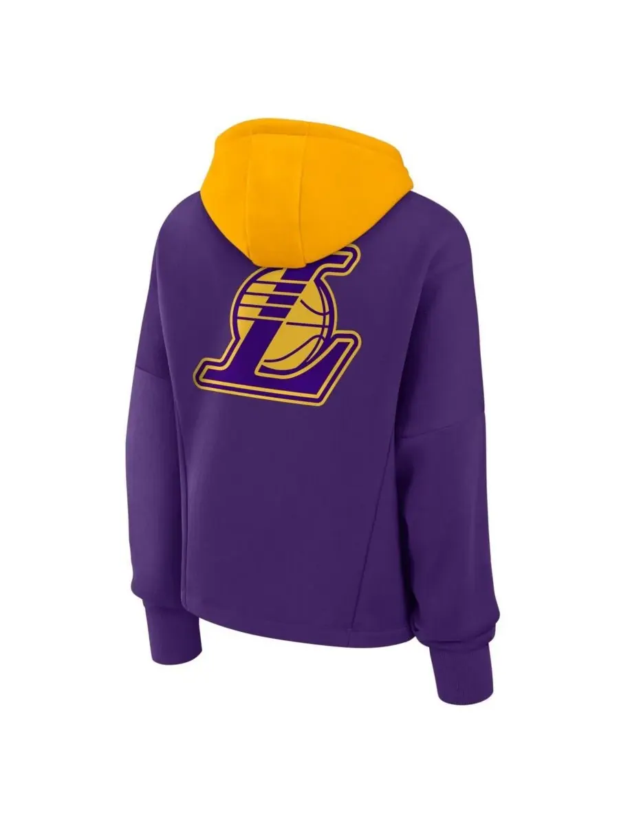 Fanatics Женская фиолетовая толстовка с капюшоном Los Angeles Lakers Post Up Boxy Pullover Hoodie — изображение 2 из 3