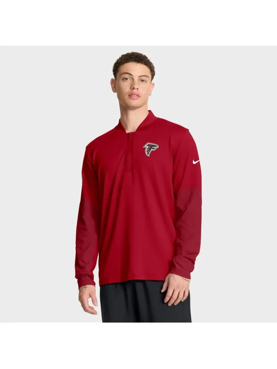 Nike Мужская красная толстовка-пуловер Atlanta Falcons Sideline Dri-FIT с застежкой-молнией до — изображение 1 из 5, красный