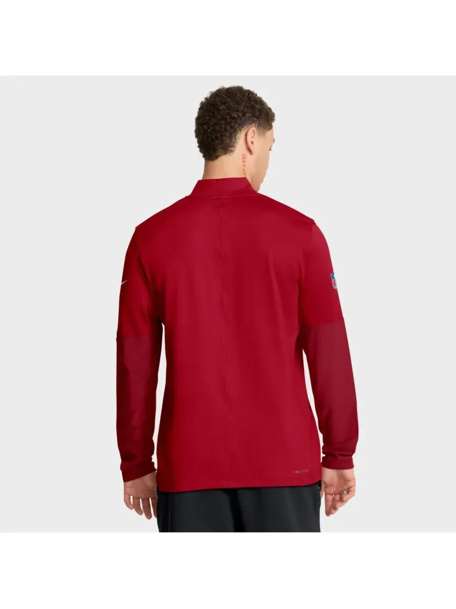 Nike Мужская красная толстовка-пуловер Atlanta Falcons Sideline Dri-FIT с застежкой-молнией до — изображение 2 из 5, красный