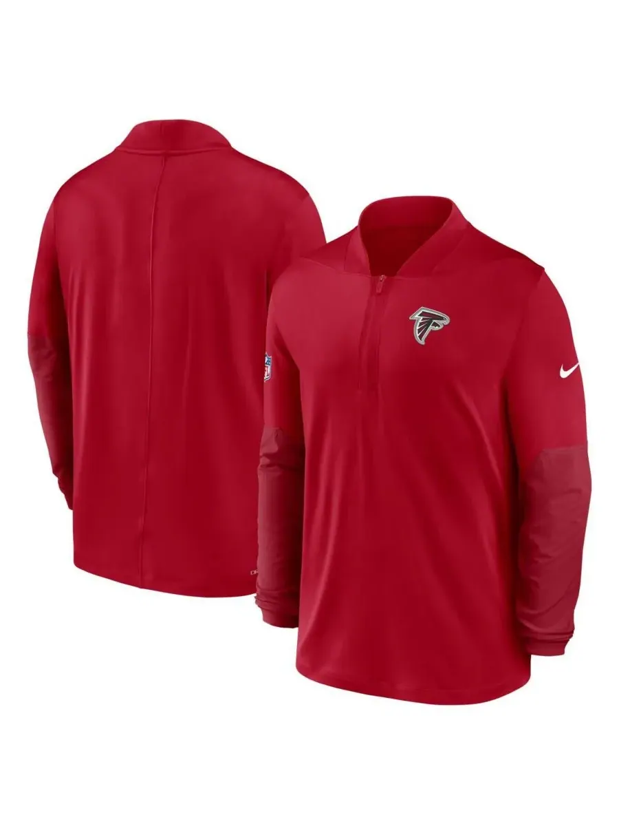 Nike Мужская красная толстовка-пуловер Atlanta Falcons Sideline Dri-FIT с застежкой-молнией до — изображение 4 из 5, красный