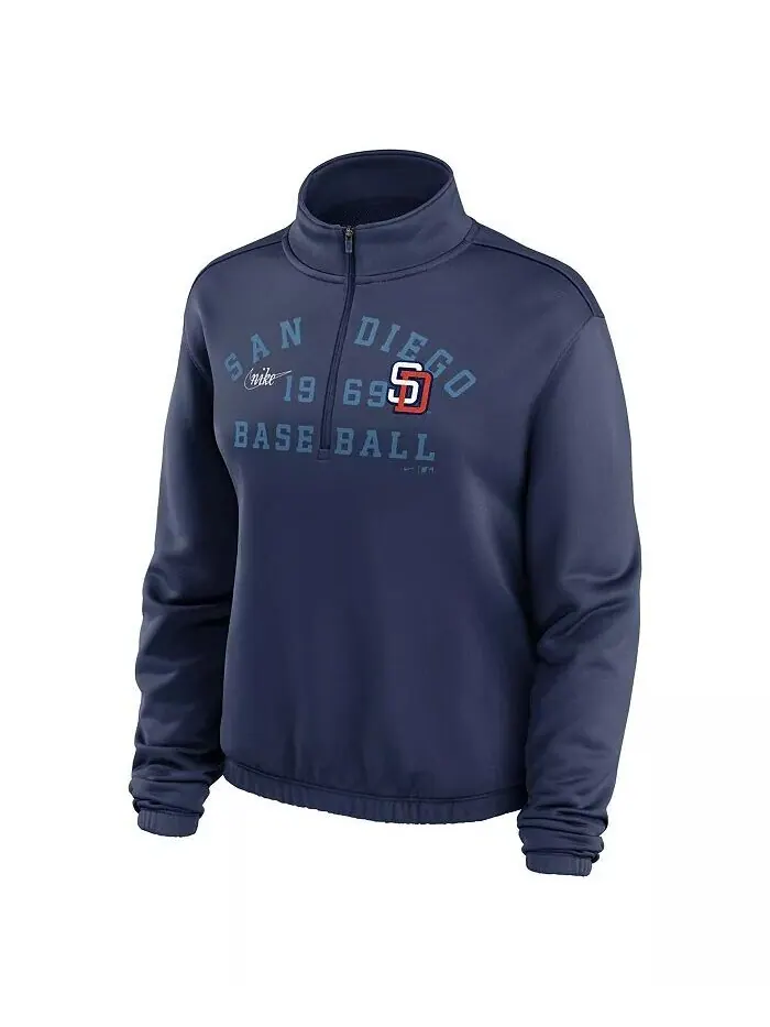 Женский темно-синий свитшот с молнией до половины длины San Diego Padres Rewind Splice Nike — изображение 2 из 3