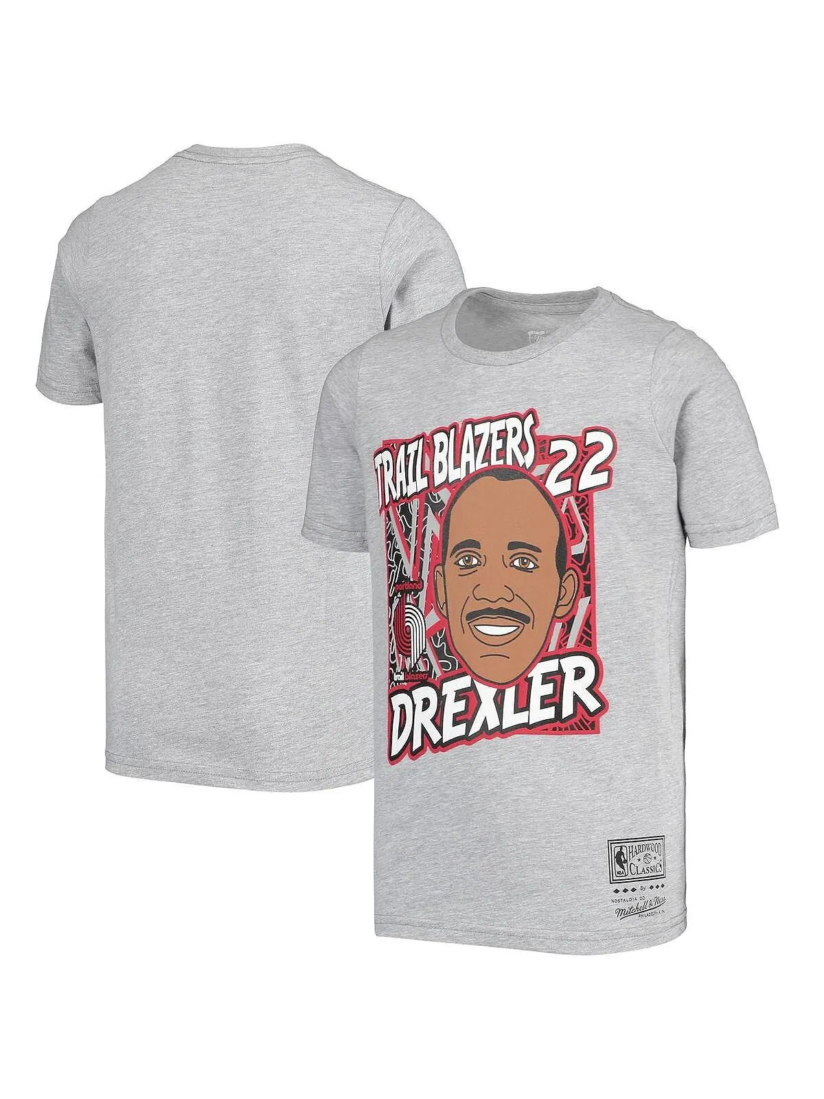 Серая футболка Big Boys Clyde Drexler Portland Trail Blazers Hardwood Classics King of the Court — изображение 1 из 1, серый