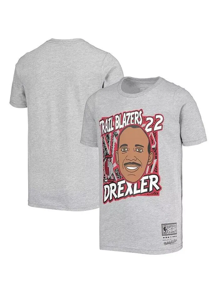 Серая футболка Big Boys Clyde Drexler Portland Trail Blazers Hardwood Classics King of the Court — изображение 1 из 1