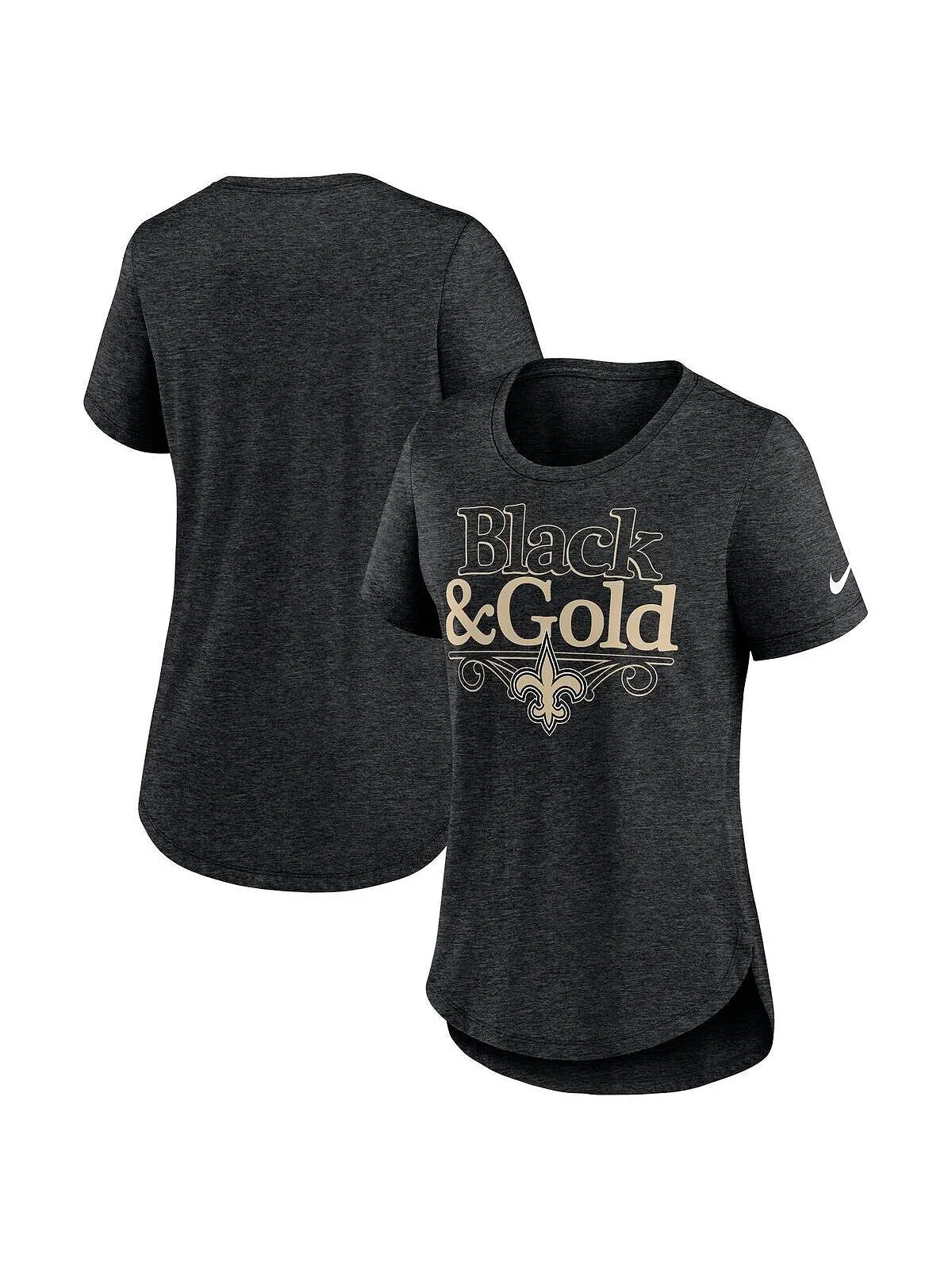 Женская черная футболка из трех смесей New Orleans Saints Local Fashion Heather Nike — изображение 1 из 3, черный