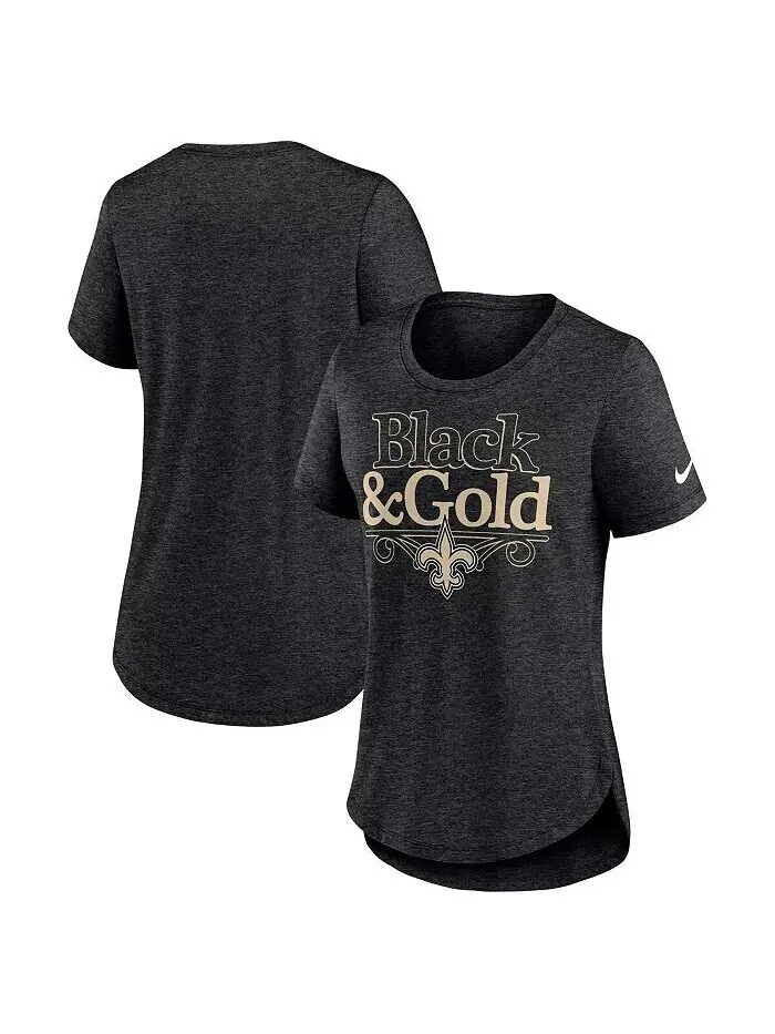 Женская черная футболка из трех смесей New Orleans Saints Local Fashion Heather Nike — изображение 1 из 3