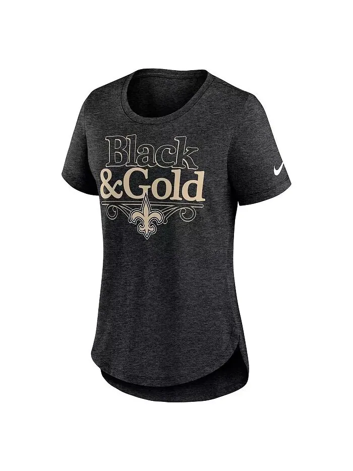 Женская черная футболка из трех смесей New Orleans Saints Local Fashion Heather Nike — изображение 2 из 3