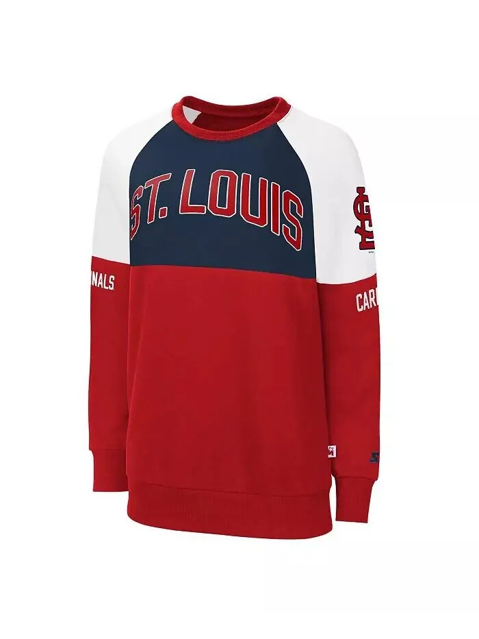 Женский красно-темно-синий свитшот St. Louis Cardinals Baseline пуловер с регланами Starter — изображение 1 из 1