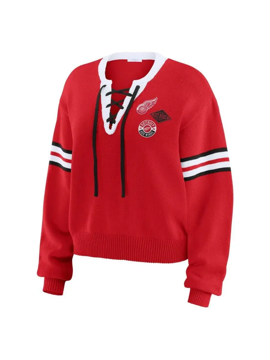 WEAR by Erin Andrews Женский красный укороченный свитер с завязками Detroit Red Wings — изображение 4 из 4