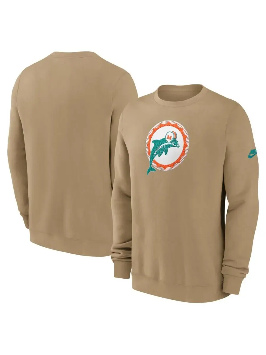 Nike Мужская толстовка бежевого цвета с логотипом Miami Dolphins Swing Pass Rewind Club — изображение 1 из 3, бежевый