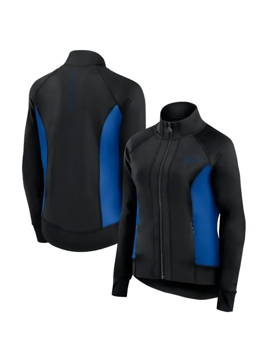 Fanatics Signature Женская черная спортивная куртка Buffalo Bills Studio Fitted Full-Zip Gym Track — изображение 1 из 3