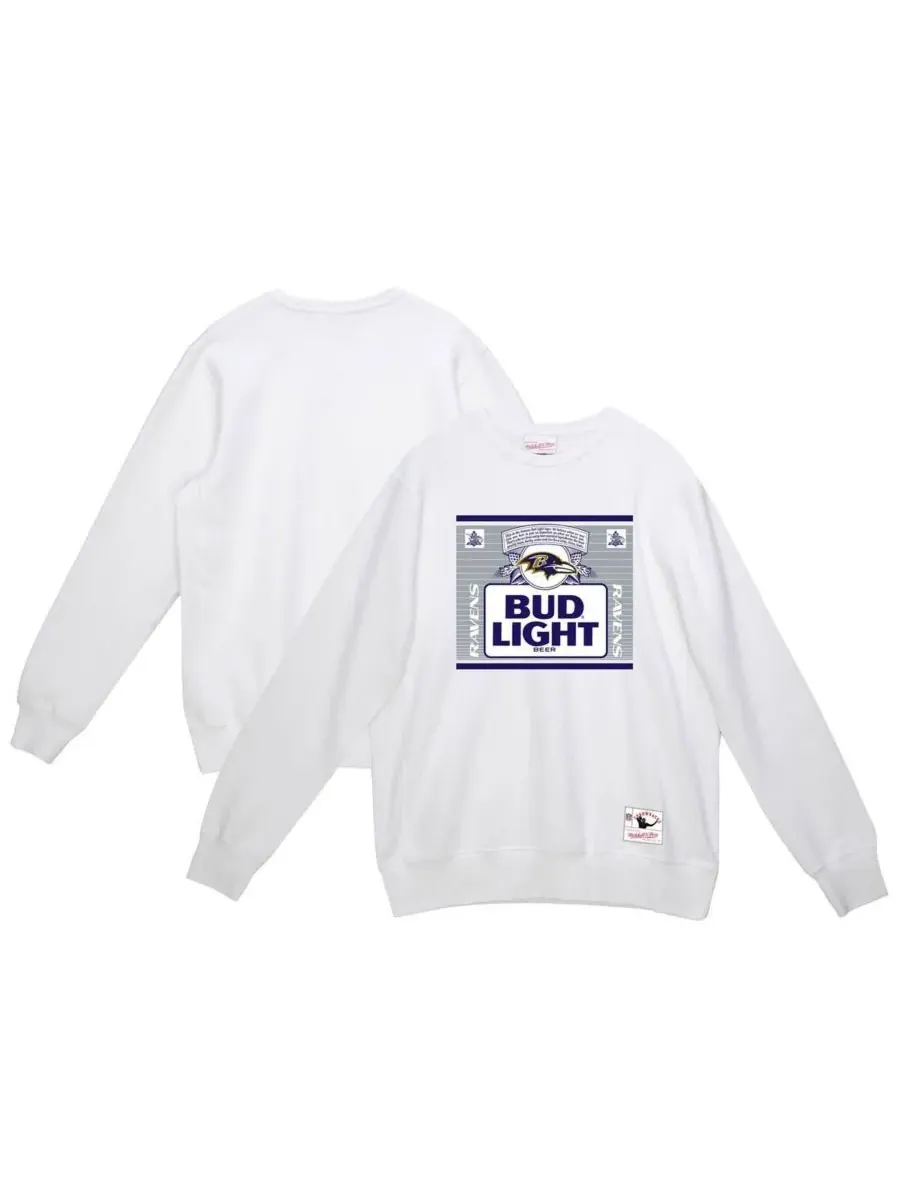 Mitchell & Ness Мужская светло-белая толстовка Baltimore Ravens The Crest Pullover Sweatshirt — изображение 1 из 3, белый
