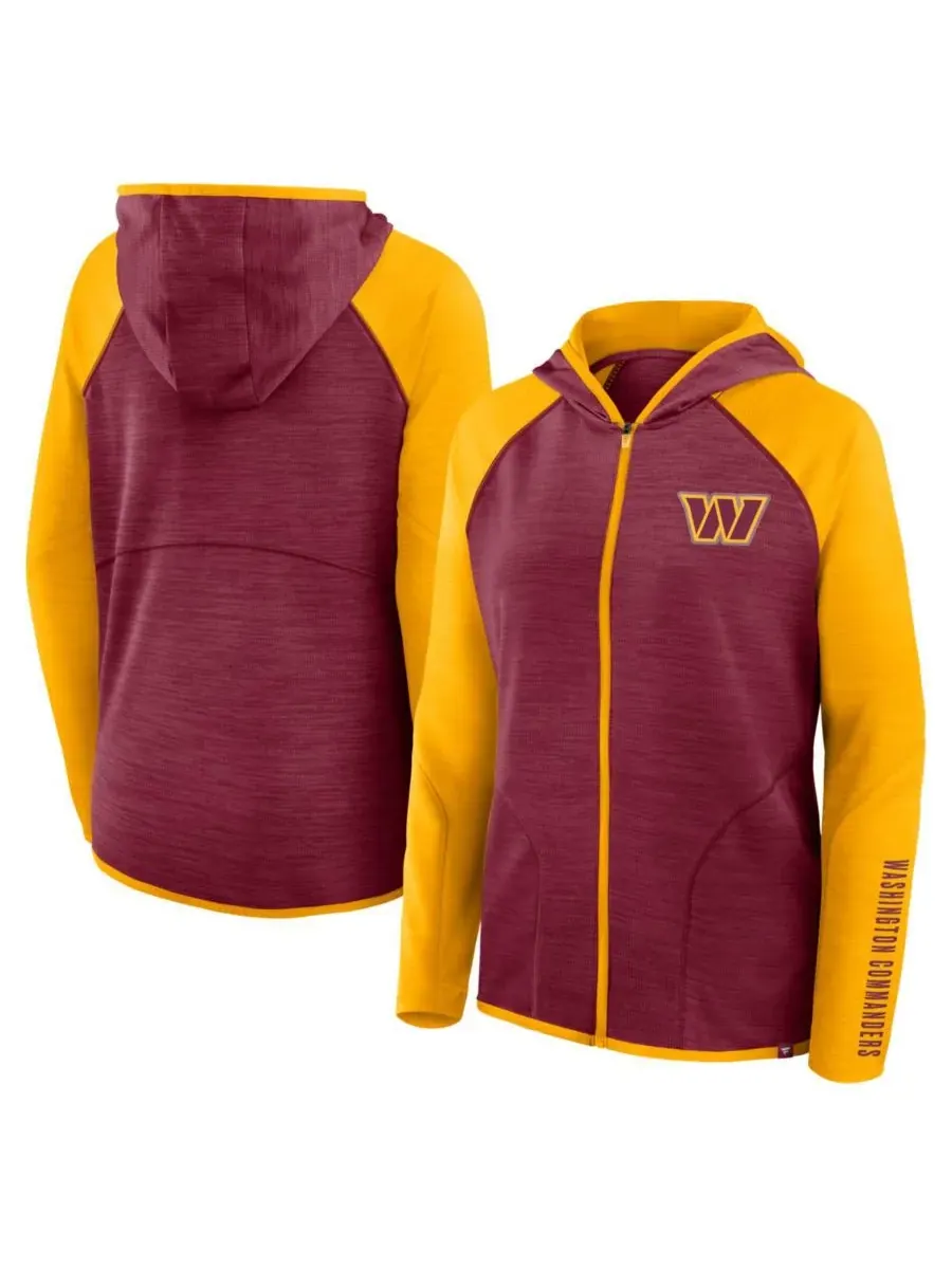 Fanatics Женская толстовка на молнии бордового/золотого цвета Washington Commanders Redzone End — изображение 1 из 3