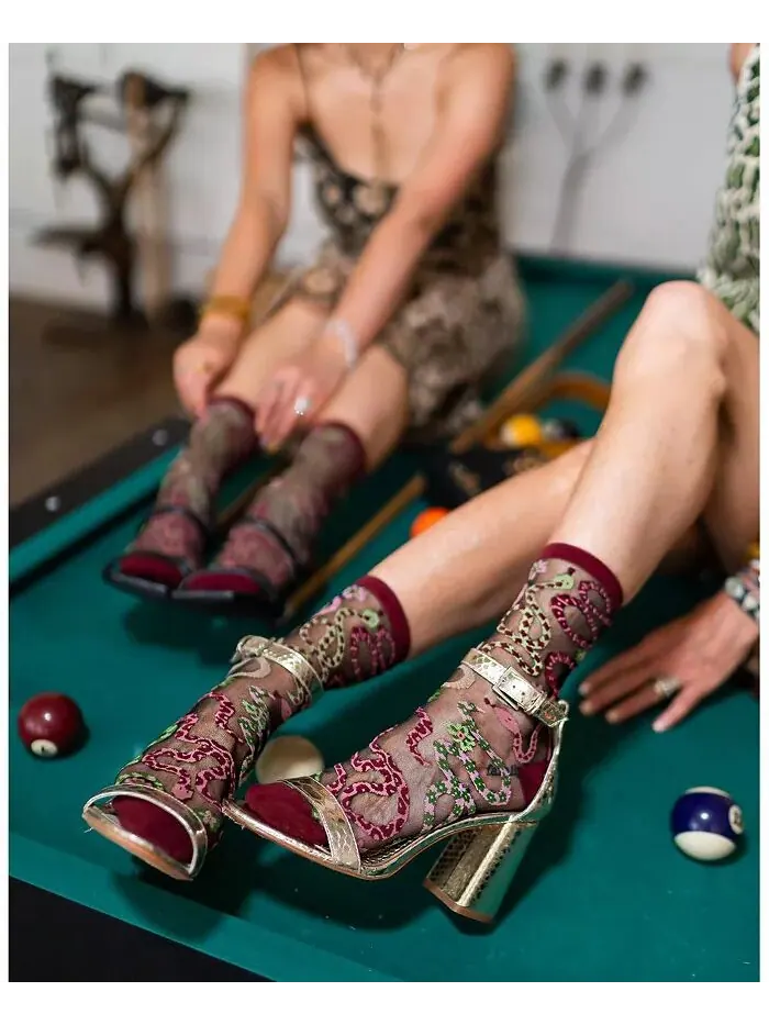 Женские прозрачные носки Serpentine Floral черного цвета Sock Candy — изображение 3 из 3