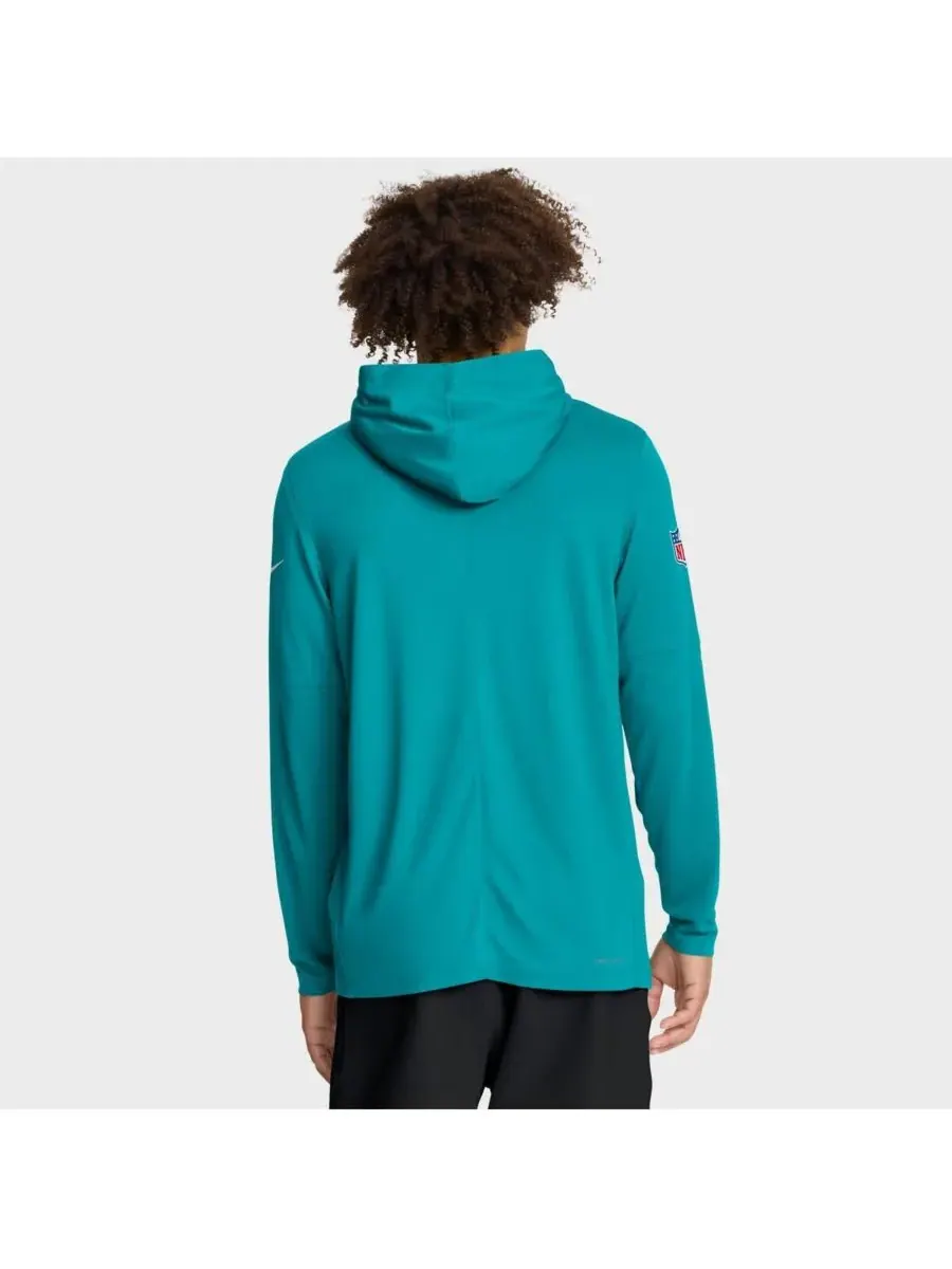 Мужская футболка с длинным рукавом Aqua Miami Dolphins Sideline Pure Fury Performance Nike — изображение 2 из 5, голубой