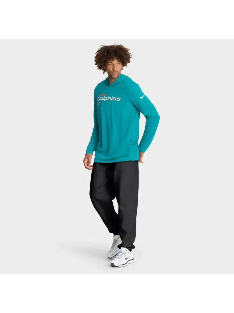 Мужская футболка с длинным рукавом Aqua Miami Dolphins Sideline Pure Fury Performance Nike — изображение 3 из 5, голубой