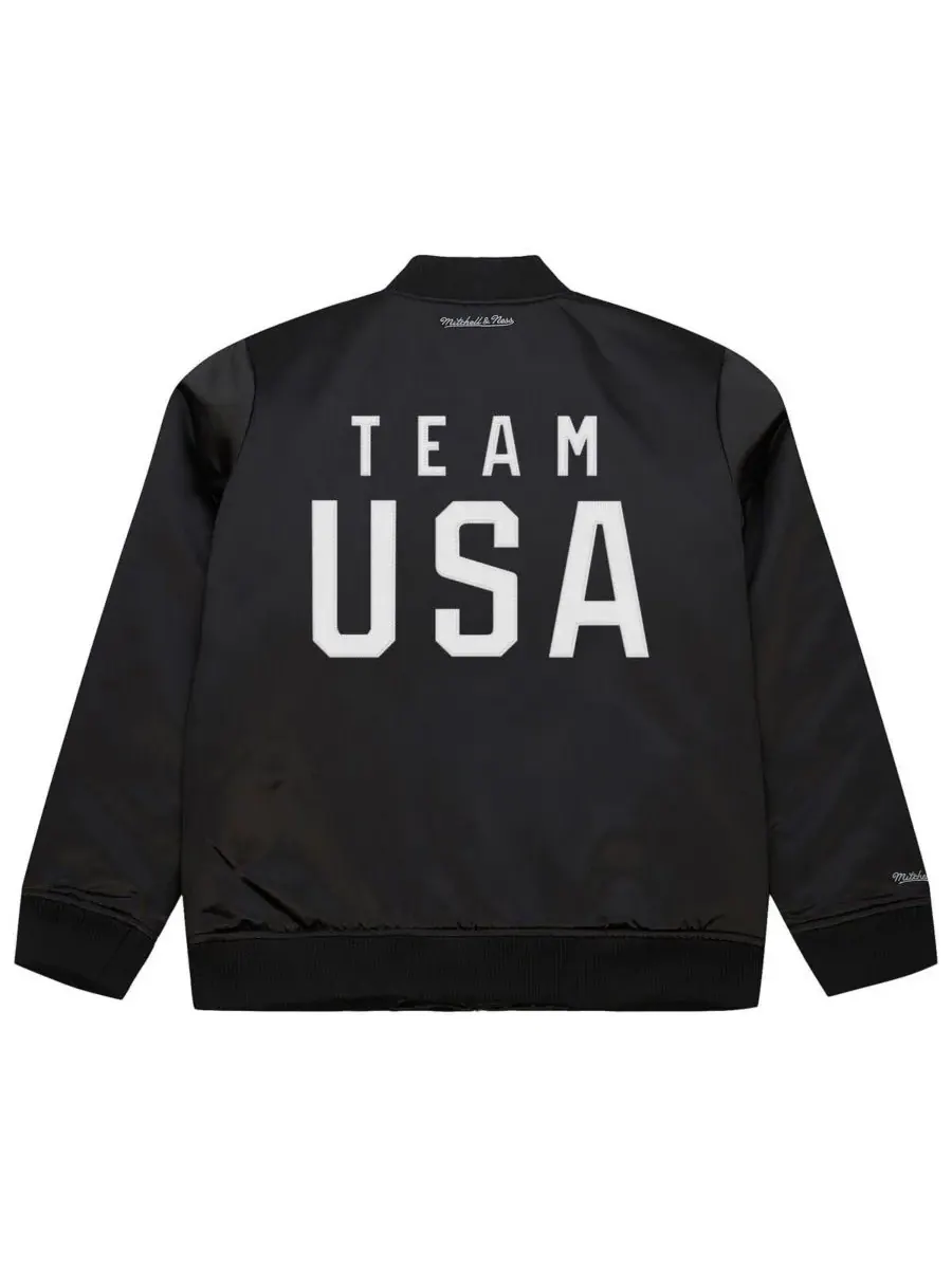 Mitchell & Ness Мужская черная атласная куртка-бомбер на молнии с логотипом команды США Coach Snoop — изображение 2 из 2